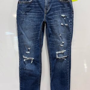 Old Navy Sz 6 Petite Mid Rise Boyfriend semi destroyed jeans pants women’s denim